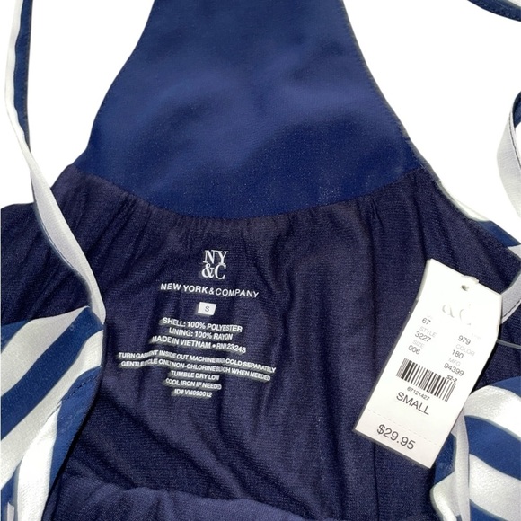 New York & Company Navy and White Striped Tank Top Size S - Picture 2 of 4